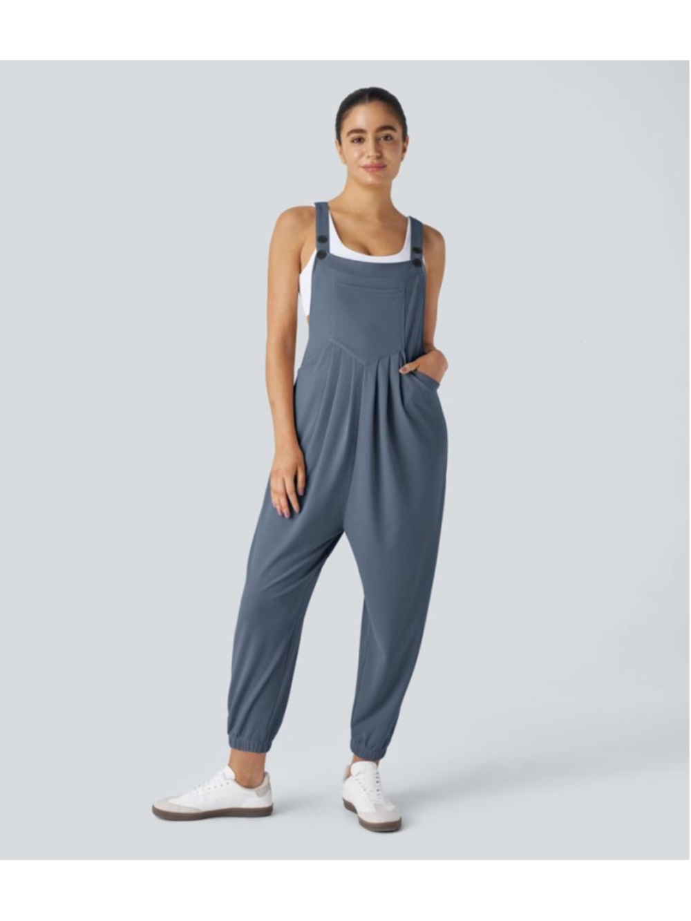 Halara Pockets Waffle Casual Jogger Overalls Size XL in Grisaille NWOT